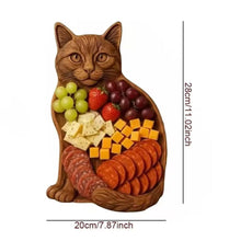 Lade das Bild in den Galerie-Viewer, Handgemachte Holz-Genussplatte in Katzenform
