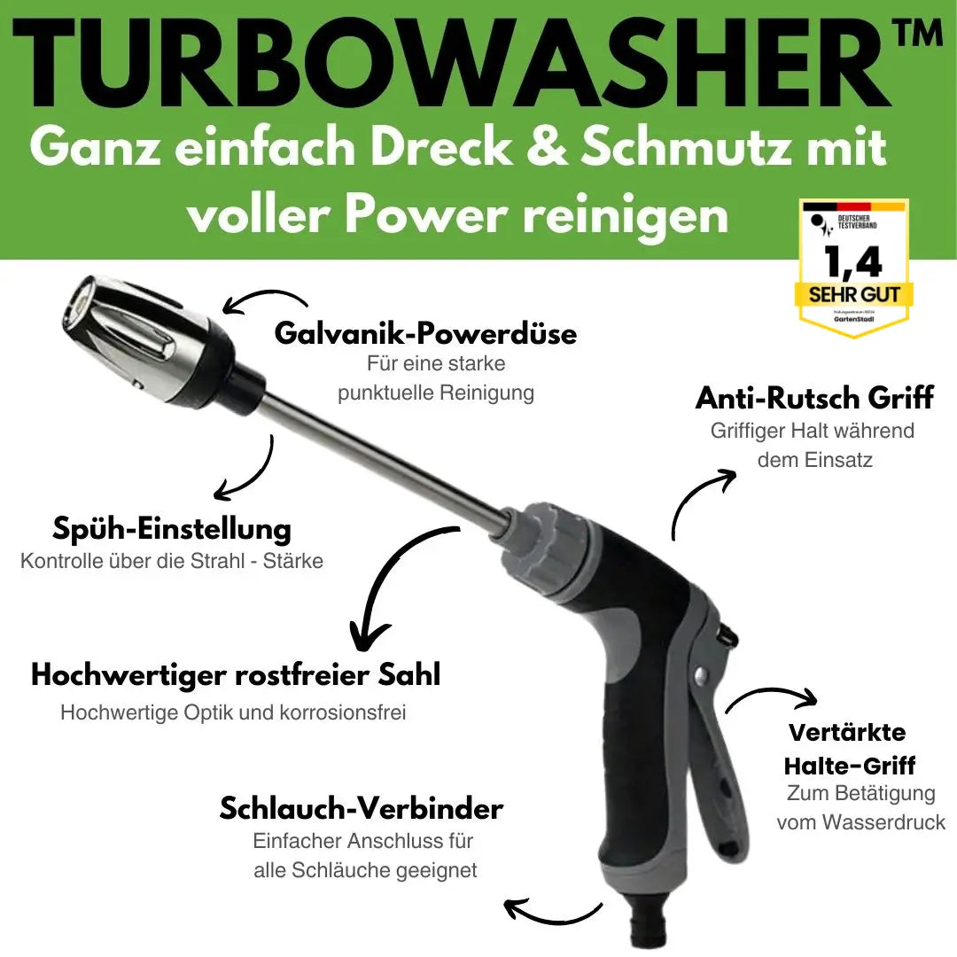 Turbowasher - Leistungsstarker Power-Hochdruckreiniger für jeden Gartenschlauch